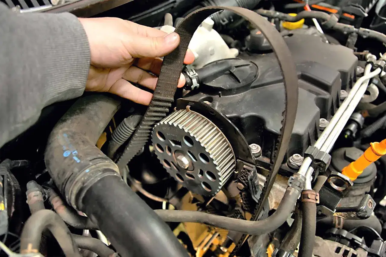 Dłoń trzymająca zerwany pasek rozrządu. Kto musi zapłacić za błąd mechanika, który doprowadził do zerwania paska rozrządu?